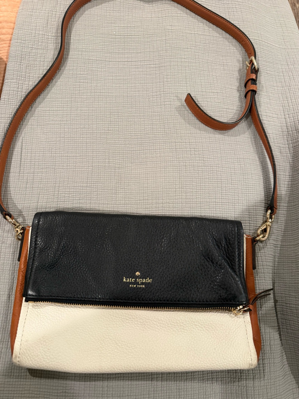 kate spade Black and Tan Leather Crossbody Bag
